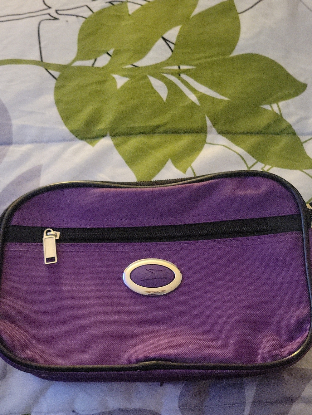 Purple Travel Cosmetic Case with Front Zip and Silver Accent